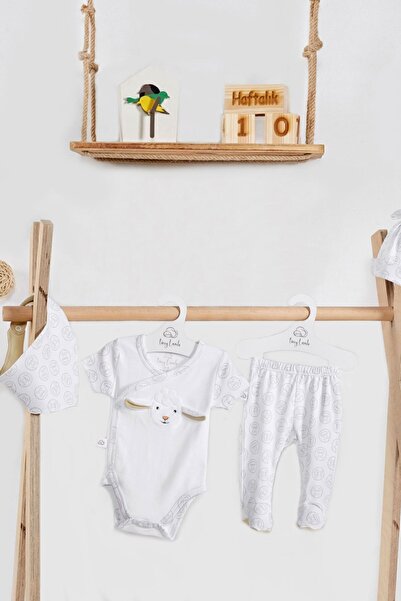 tinylamb Lamb Patterned Hospital Discharge Set Organic Cotton Unisex 11 Piece Newborn Baby Clothing Set