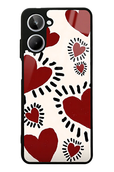 Spoyi Oppo Realme 10 Brush Heart Tasarımlı Glossy Telefon Kılıfı