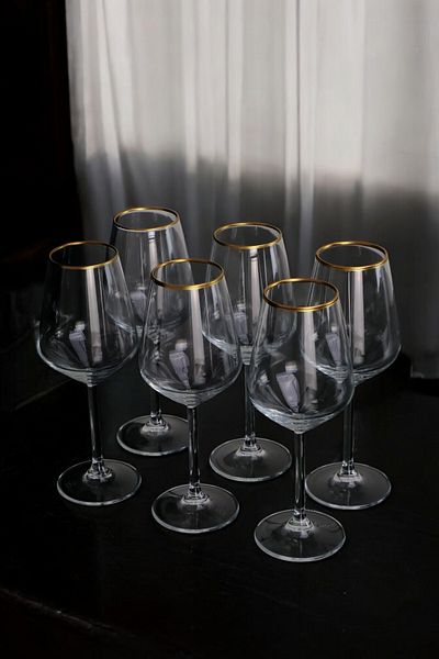 Digithome 350 Cc 6-Piece Glass with Gilded Stands C1-1-139
