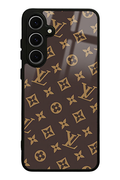 Spoyi Samsung S24 FE Kahverengi LV Tasarımlı Glossy Telefon Kılıfı