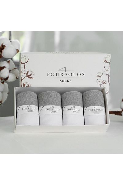 FOURSOLOS 4-Piece Sports Socks, Towel Bottom Booties