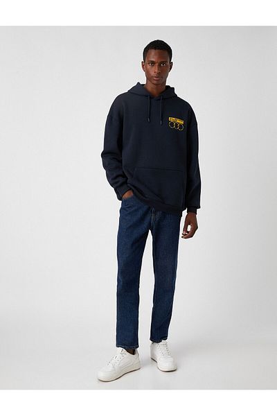 Koton Printed Hooded Sweatshirt Raised