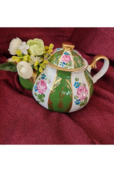 BY.RAYKA PORSELEN El Dekor Green Teapot