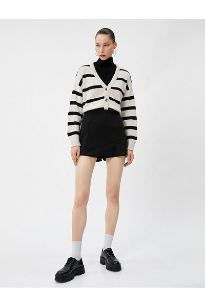 Koton Plush Knitwear Cardigan V-Neck Long Sleeve Buttoned