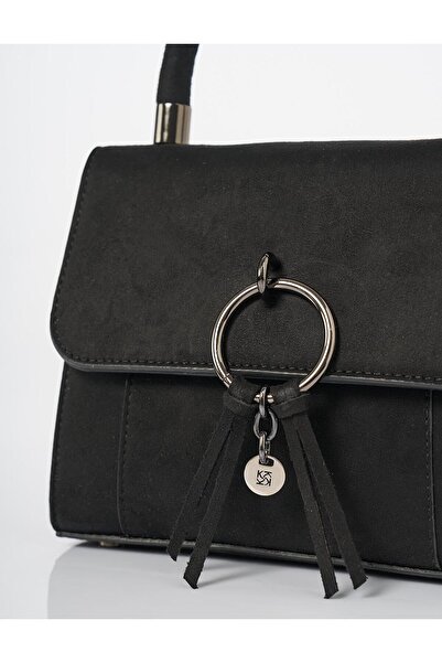 Kayra Black Metal Detailed Clamshell Bag