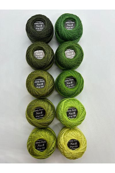 ALMİŞ Alış Perle Etamin-Cross Stitch 10-Piece Thread Set (10 Gr-No:8)