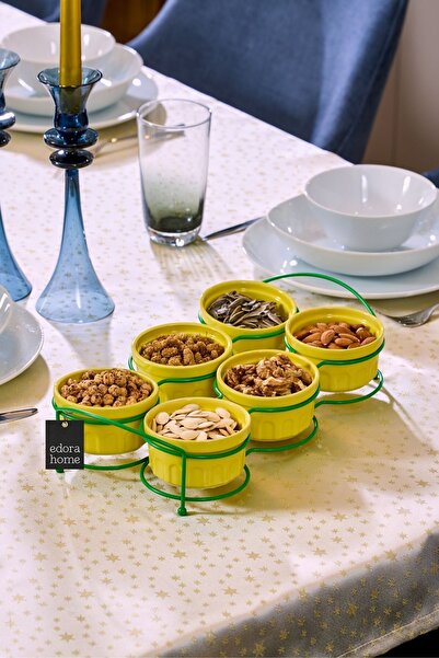 Edora Home Yeşil Altı Bölmeli Çerezlik, Sosluk, Reçellik, Sunumluk, Kahvaltıl...