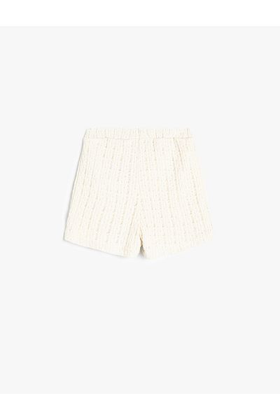 Koton Openwork Elastic Waist Shorts