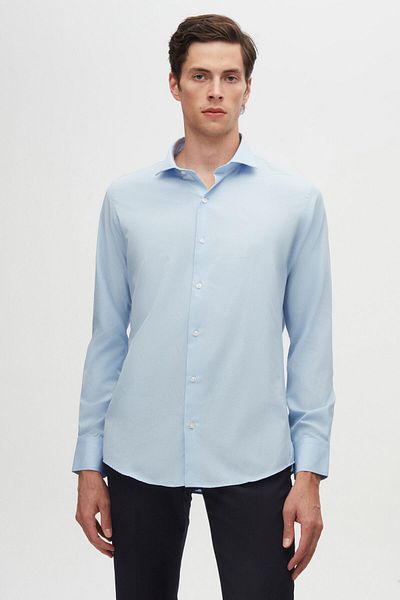 D'S Damat Πουκάμισο Ds Damat Slim Fit Light Blue Ιταλικό πέτο Easy-Iron 2 τεμαχίων