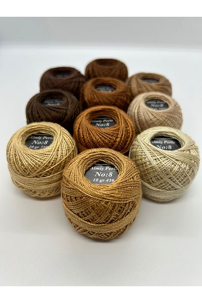 ALMİŞ Alış Perle Etamin-Cross Stitch 10-Piece Thread Set (10 Gr-No:8)