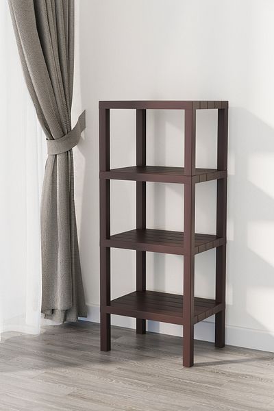 Omaş Household Product Ombeg Vesken Διακοσμητικό (επίπεδο) 4 επιπέδων Οργανωτής μπάνιου πολλαπλών χρήσεων Γλάστρα Βιβλιοθήκη Καφέ