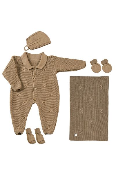 tinylamb Premium Newborn Baby Knitwear Set 5 Pieces (Brown) - Baby Gift Set