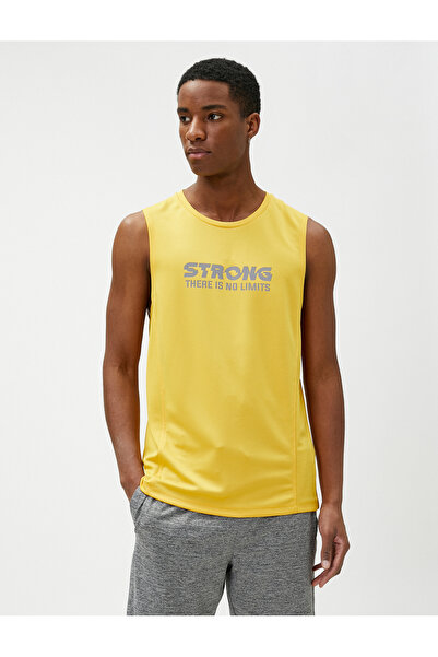 Koton Sports Tank Top szlogen Nyomtatott Crew Neck ujjatlan