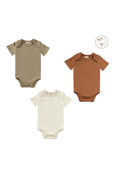 tinylamb Buddy Bears 3 Months-1.5 Years Baby Organic Cotton Short Sleeve Snap Bodysuit Set