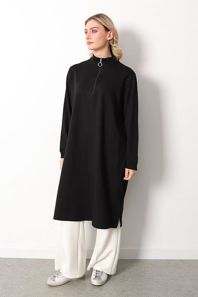 Linvey Stand Collar Zippered Large Size Comfortable Fit Tunic (K7568 Battali)