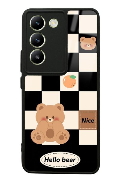 Spoyi غلاف هاتف لامع بتصميم Hello Bear لهاتف Vivo V30 Lite