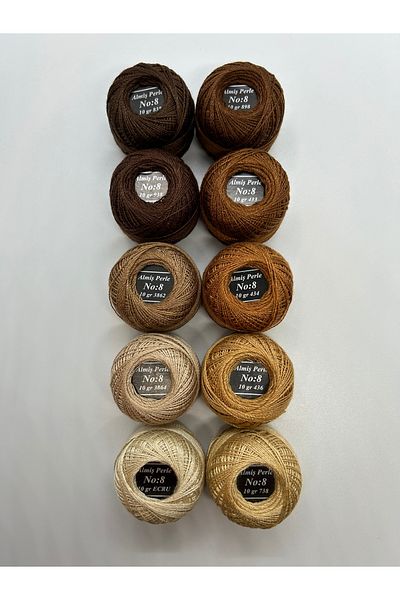 ALMİŞ Alış Perle Etamin-Cross Stitch 10-Piece Thread Set (10 Gr-No:8)