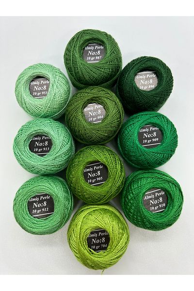 ALMİŞ Alış Perle Etamin-Cross Stitch 10-Piece Thread Set (10 Gr-No:8)