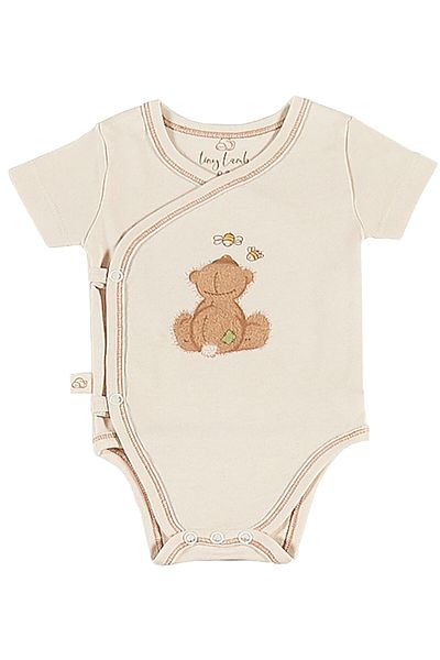 tinylamb Fluffy Bear 4 Piece Unisex Baby Short Sleeve Cotton Bodysuit Pajamas Beanie Bandana Mini Newborn Set