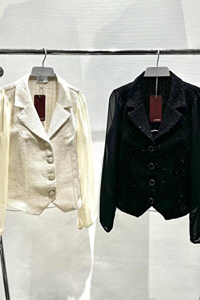 ZISHAN Дамско яке с шифонени ръкави и копчета - 027