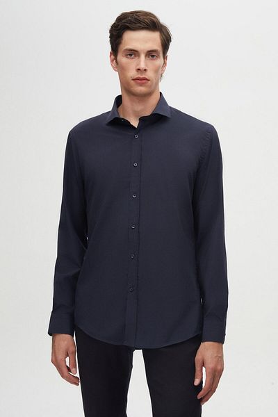 D'S Damat Πουκάμισο Ds Damat Slim Fit Navy Blue ιταλικό πέτο Easy-Iron 2 τεμαχίων