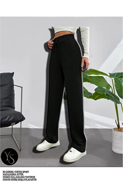 yx yustex sport Μαύρο φαρδύ γυναικείο παντελόνι φόρμας Casual Comfort Άνετο