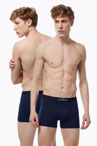 Malabadi Ανδρικό Navy Blue 2 Pack Cotton Elastane Boxer 075