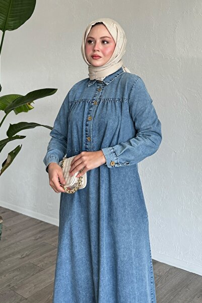 InStyle Mandes Robe Ruffle Loose Ice Blue τζιν φόρεμα