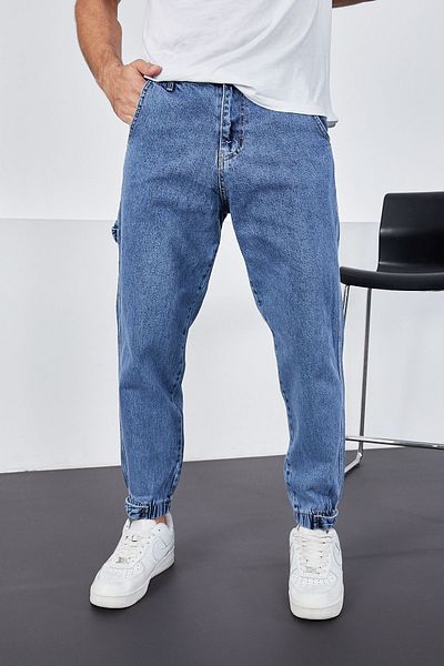 LTC Jeans Ανδρικό γαλάζιο παντελόνι με άνετη εφαρμογή με ελαστικό πόδι και velcro