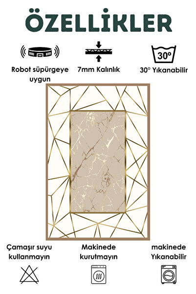 ComfortCo Dijital Baskılı Dört Mevsim Yıkanabilir Kaymaz Taban Çocuk Halısı,yolluk,mutfak Ve Salon Halısı (26)