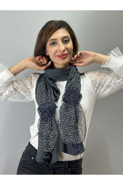 Gönülden Tasarım Фумаровий кольоровий рельєфний квітковий візерунок жіночий шарф Аксесуари для одягу Шаль - 170x30 см