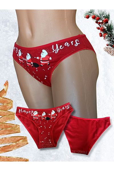 Helena Paris Women's Red Christmas Themed Bikini Slip Panties H2924