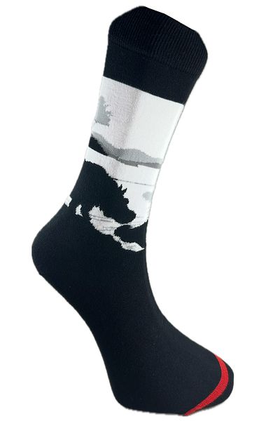 SİHİRLİ AYAKLAR Șosete de damă cadou din bumbac spălat cu model - alb-negru, 40-46