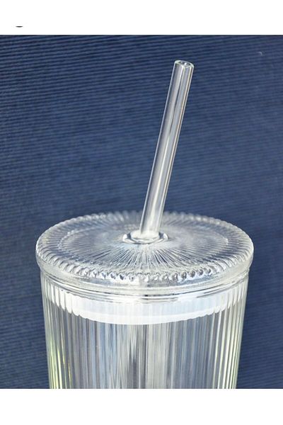 Snow Homs 750 ml Heat Resistant - Full Glass Origami Cup with Straw, Seal Lid and Drip-Free Leak-Proof