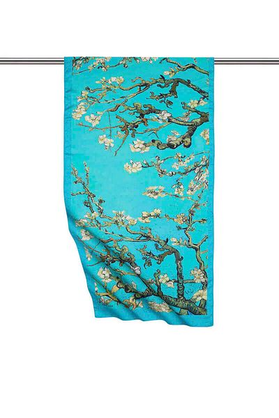 Bursa İpek Water Green Almond Flower Silky Scarf