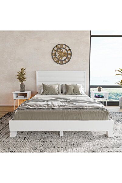 renazzo mobilya HÜMA MASİF ÇAM AHŞAP KARYOLA BEYAZ RENK (120X200)