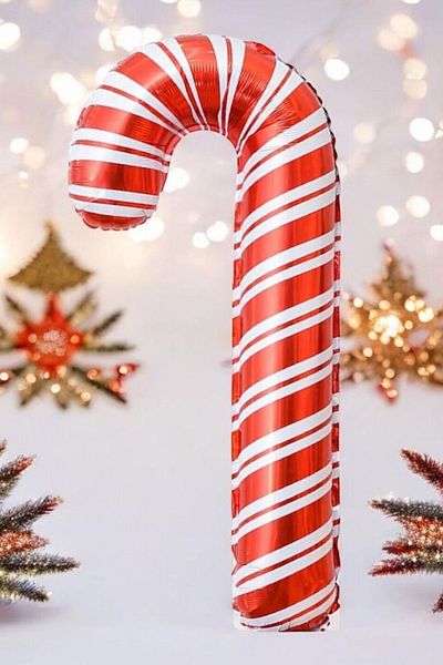 Atölye Mi Walking Stick Candy Foil Balloon Red White Christmas Balloon 80cm