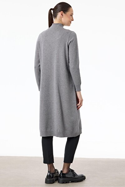 Tığ Triko Saç Örgülü Taşlı Triko Elbise GRİ