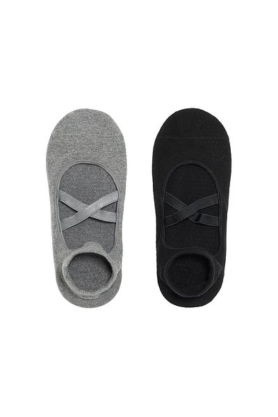 Oysho 2 pairs of cotton blend yoga and Pilates socks with crossover straps