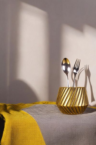 Evene Decorative Upright Cutlery - Gold Tumbled Color Model 21, Counter Top and Cylinder Cutlery