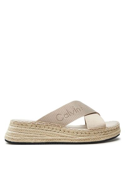 Calvin Klein شبشب نسائي بيج - تفاصيل الشعار