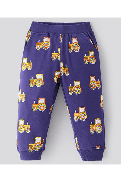 Bonfino Bonifino 100% Cotton French Terry Printed Track pant, Pack Of 2 - Blue/ Orange