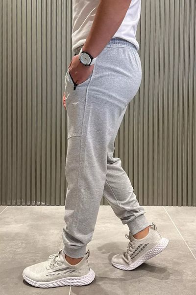 MİSHAR İTALİA Γκρι ανδρικό παντελόνι Jogger με ριμπ πόδι