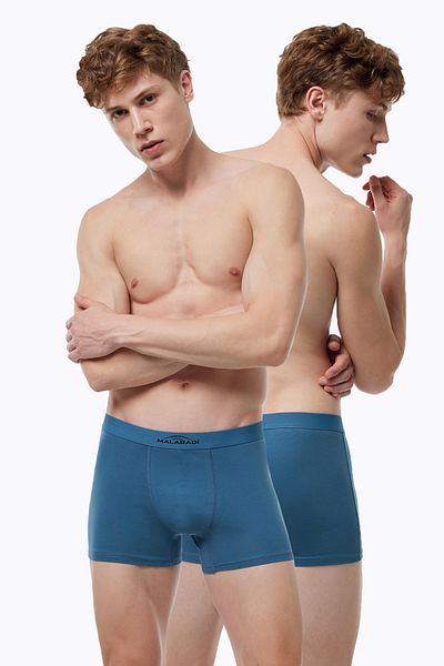 Malabadi Ανδρικό μπλε 2 πακέτο Cotton Elastane Boxer 075