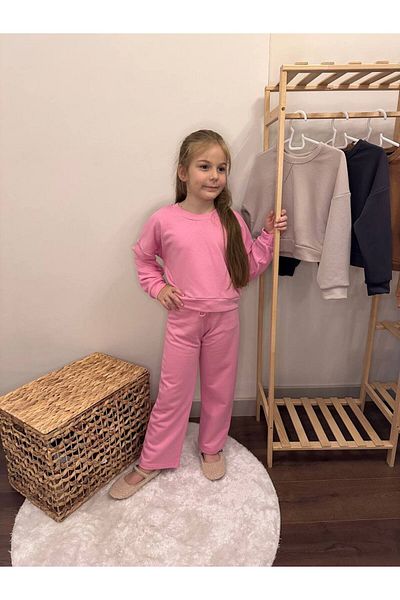 sinmm Girl's Sub-Top Tracksuit Set Pink Color