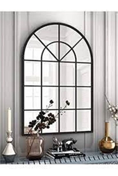 demdekor Dekoratif Hint Penceresi Aynalı Pleksi Dekoratif Oval Ahşap Çerçeve 80x60 Cm 1 Adet