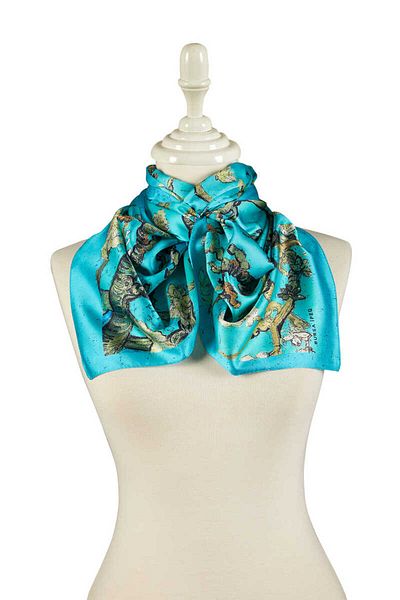 Bursa İpek Water Green Almond Flower Silky Scarf