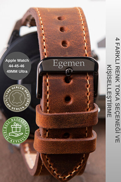 vagave ساعة أبل الترا 44-49 ملم - حزام جلدي، 3-10 حزام ساعة، مجنون