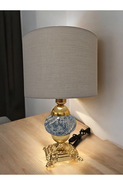 GİTTİGİTTİ Cream Patterned Decorative Lampshade - Gold Detailed