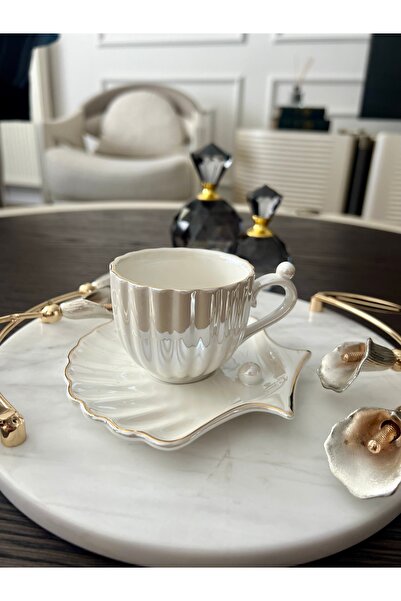 Genel Markalar 6 Kişilik Sedefli Yaldızlı İnci Fincan Takımı